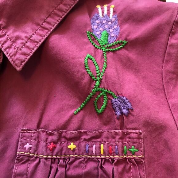 Next Girls’ Embroidered Dress Short Sleeve Flowers Boho Dark Pink Size 5 - Picture 1 of 11